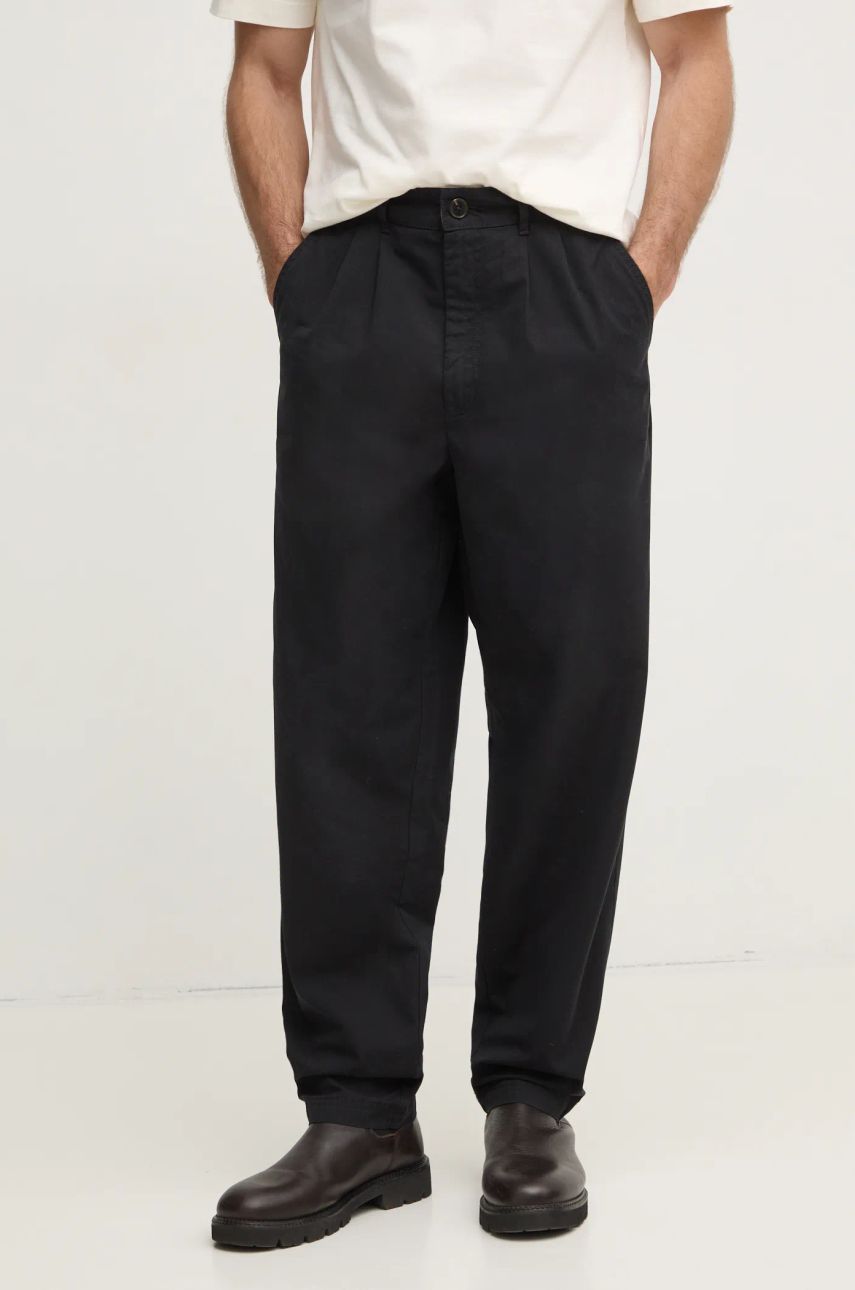 Barbour pantaloni de bumbac culoarea negru, cu fason chinos, MTR0756BK31