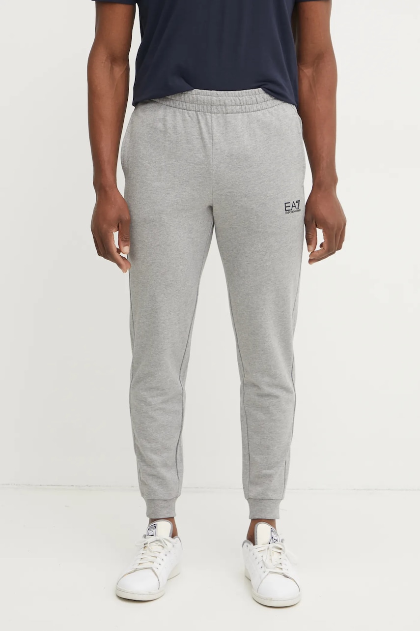 EA7 Emporio Armani pantaloni de trening barbati, culoarea gri, cu imprimeu, PJVRZ.8NPP66