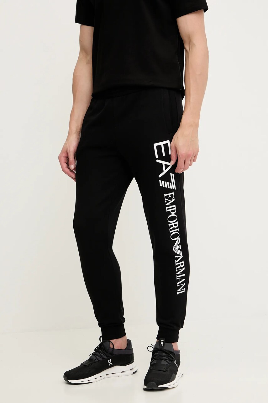 EA7 Emporio Armani pantaloni de trening culoarea negru, cu imprimeu, AF10377.7M000572