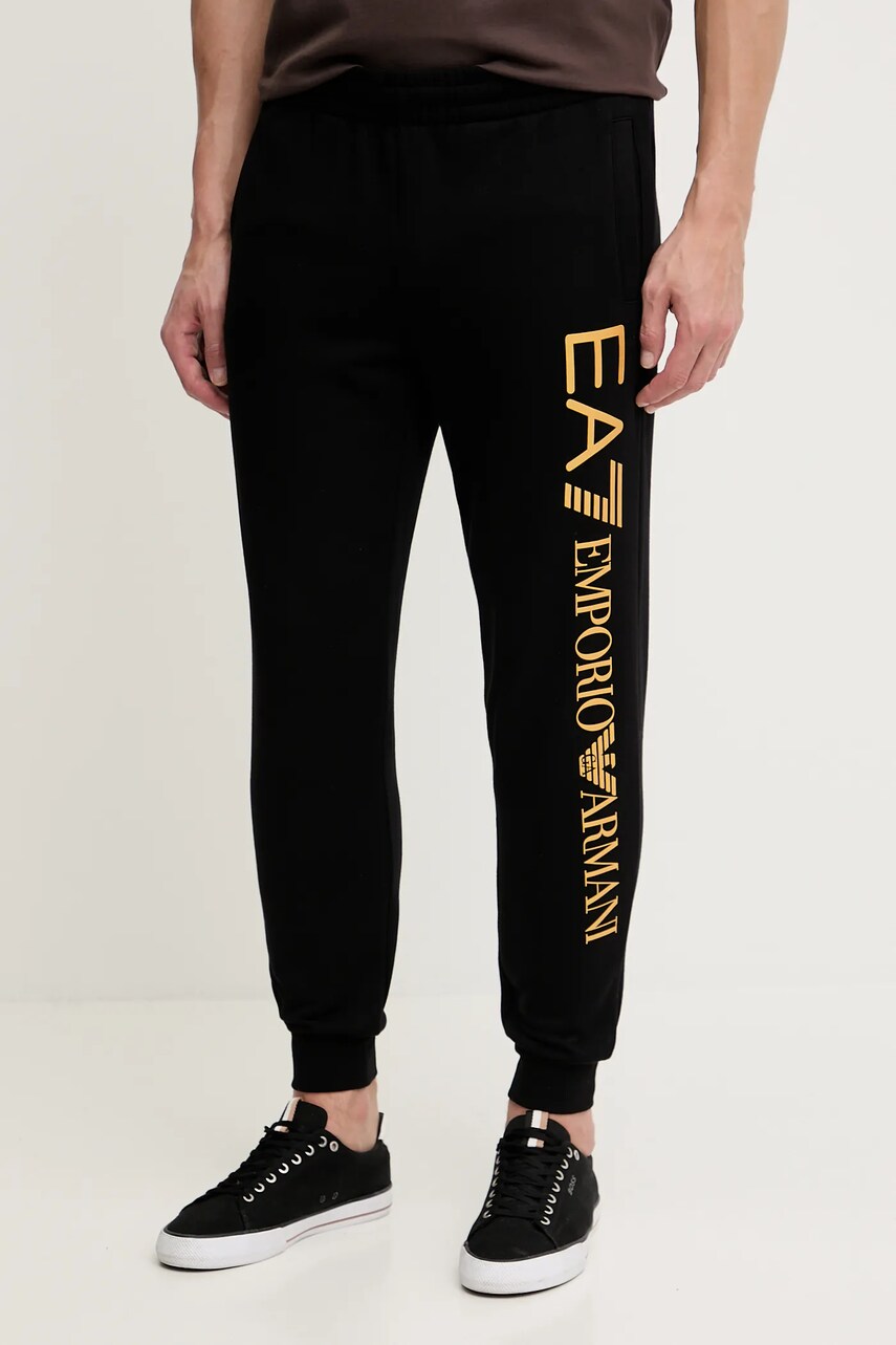 EA7 Emporio Armani pantaloni de trening culoarea negru, cu imprimeu, AF10377.7M000572