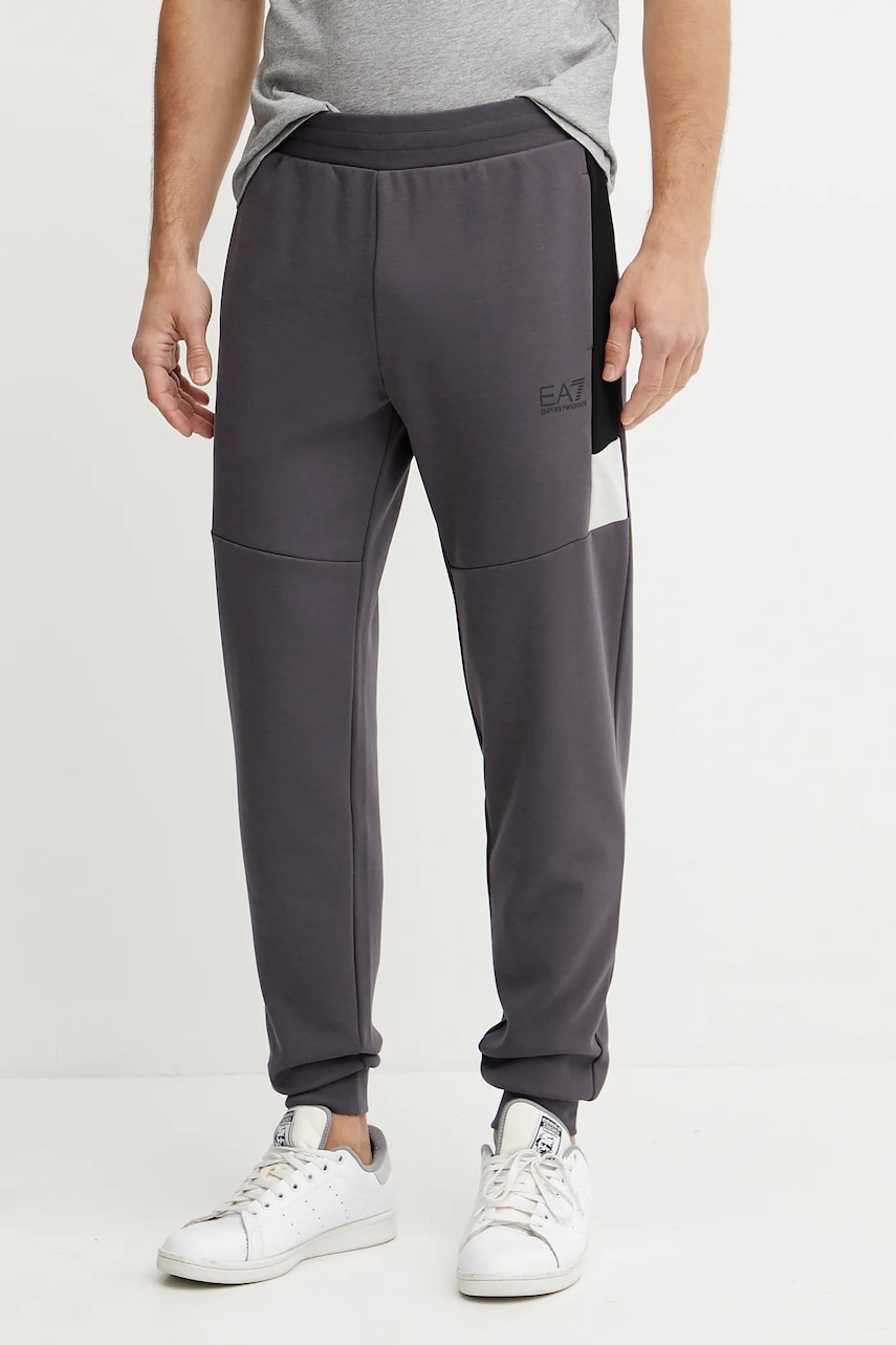 EA7 Emporio Armani pantaloni de trening barbati, culoarea gri, cu imprimeu, AF12660.7M000281