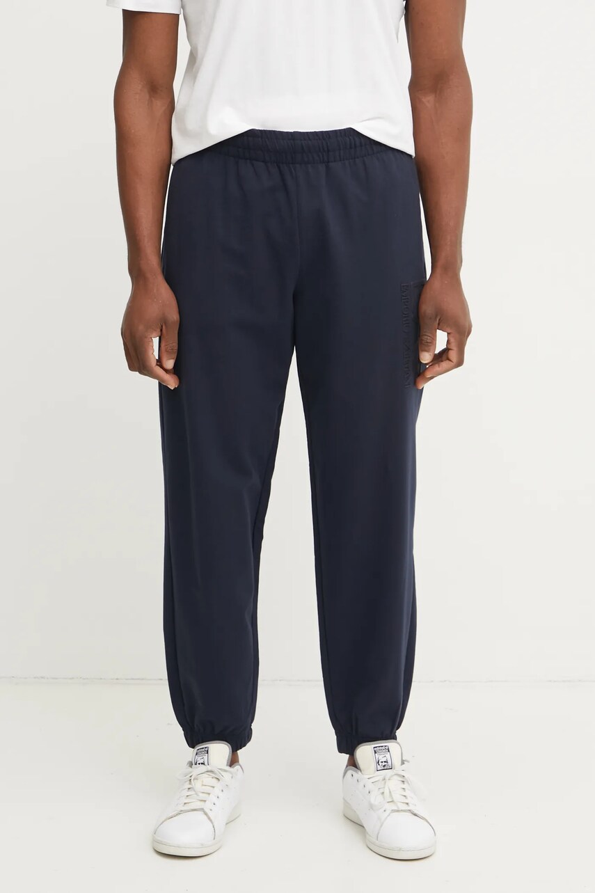 Levně Tepláky EA7 Emporio Armani pánské, tmavomodrá barva, s potiskem, AF13512.7M000233