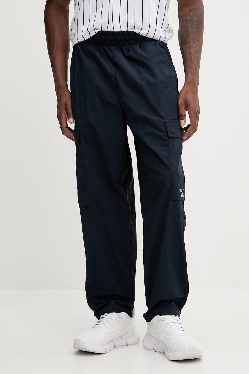 EA7 Emporio Armani pantaloni culoarea bleumarin, cu imprimeu, AF13190.7M000212