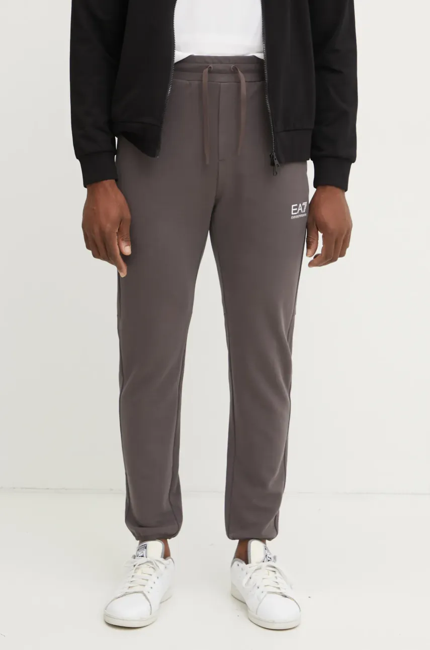 EA7 Emporio Armani pantaloni de trening barbati, culoarea maro, cu imprimeu, AF12501.7M000129