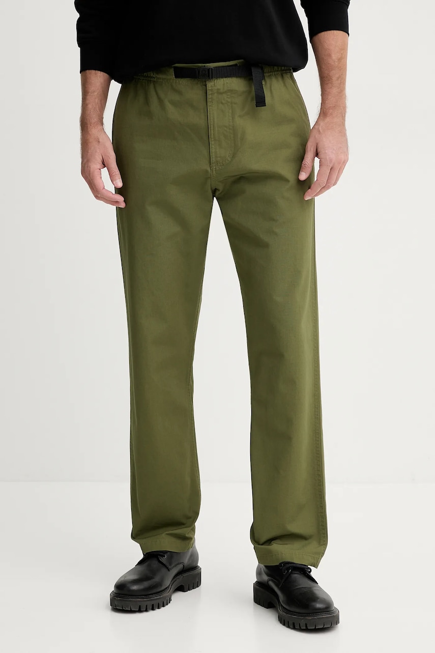United Colors of Benetton pantaloni de bumbac bărbați, culoarea verde, drept, 4KVBUF05F