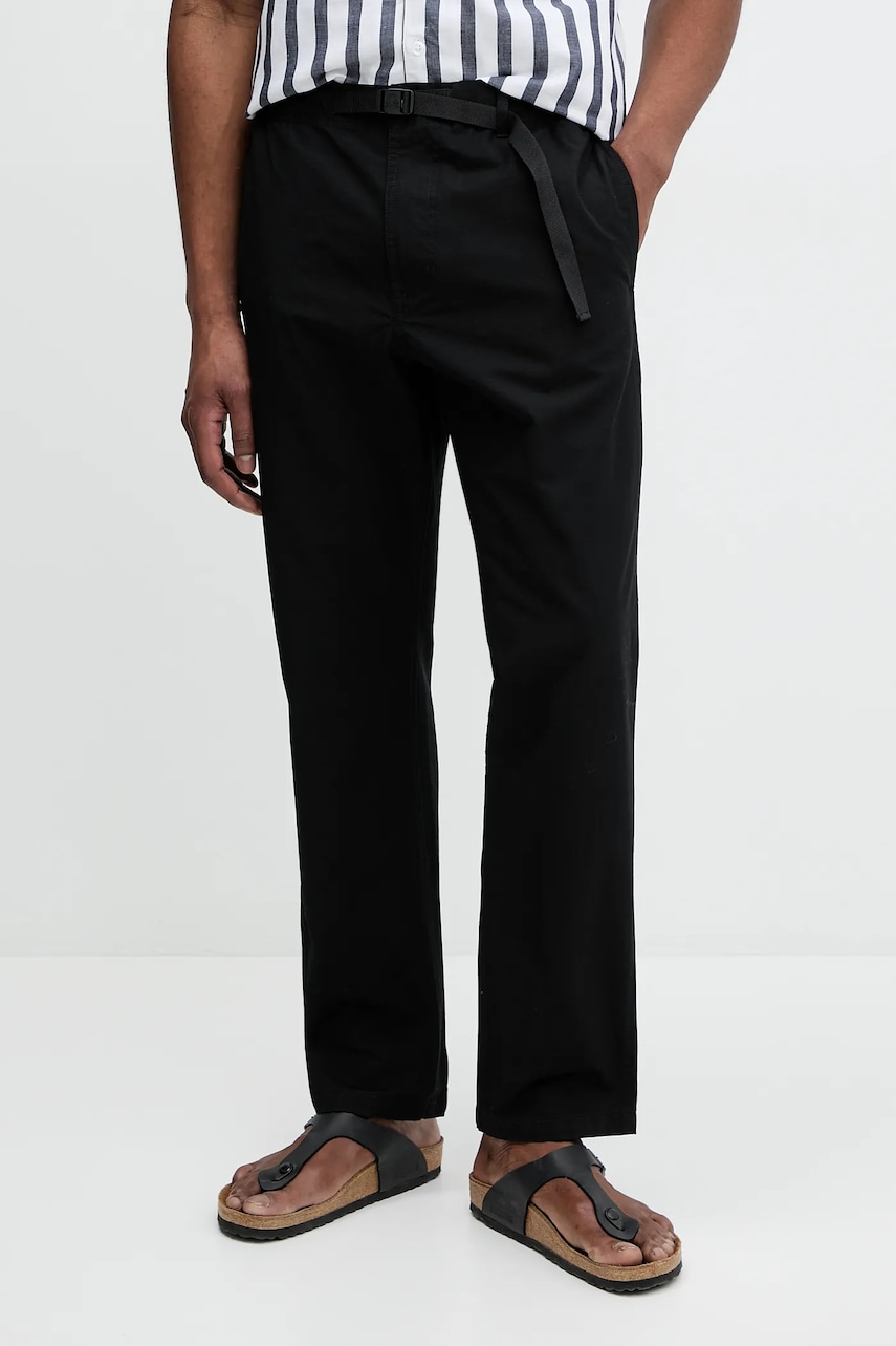 United Colors of Benetton pantaloni de bumbac bărbați, culoarea negru, drept, 4KVBUF05F