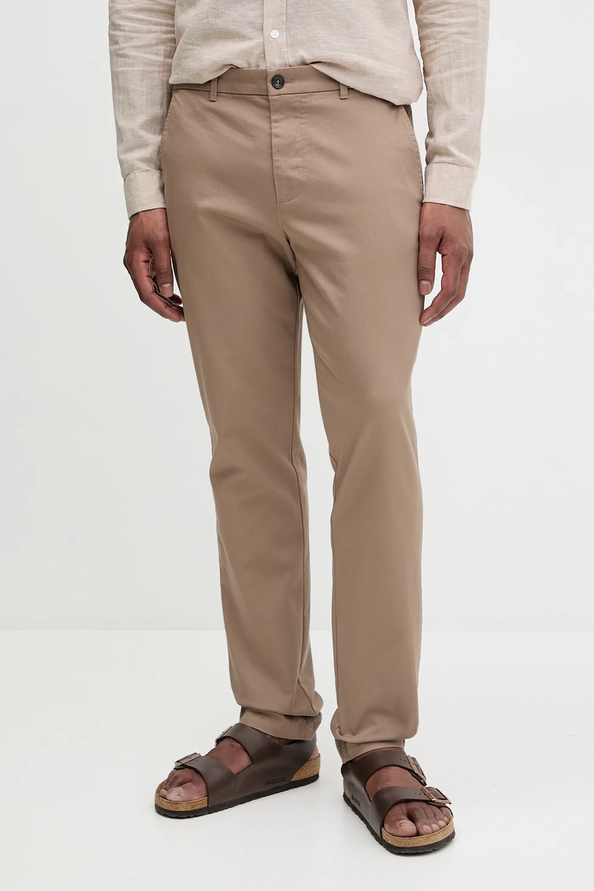 Levně Kalhoty United Colors of Benetton pánské, hnědá barva, 4FN2UF04P
