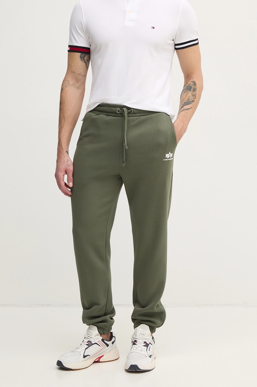 Alpha Industries pantaloni de trening barbati, culoarea verde, cu imprimeu, 156370 Alpha Industries pantaloni de trening barbati, culoarea verde, cu imprimeu, 156370