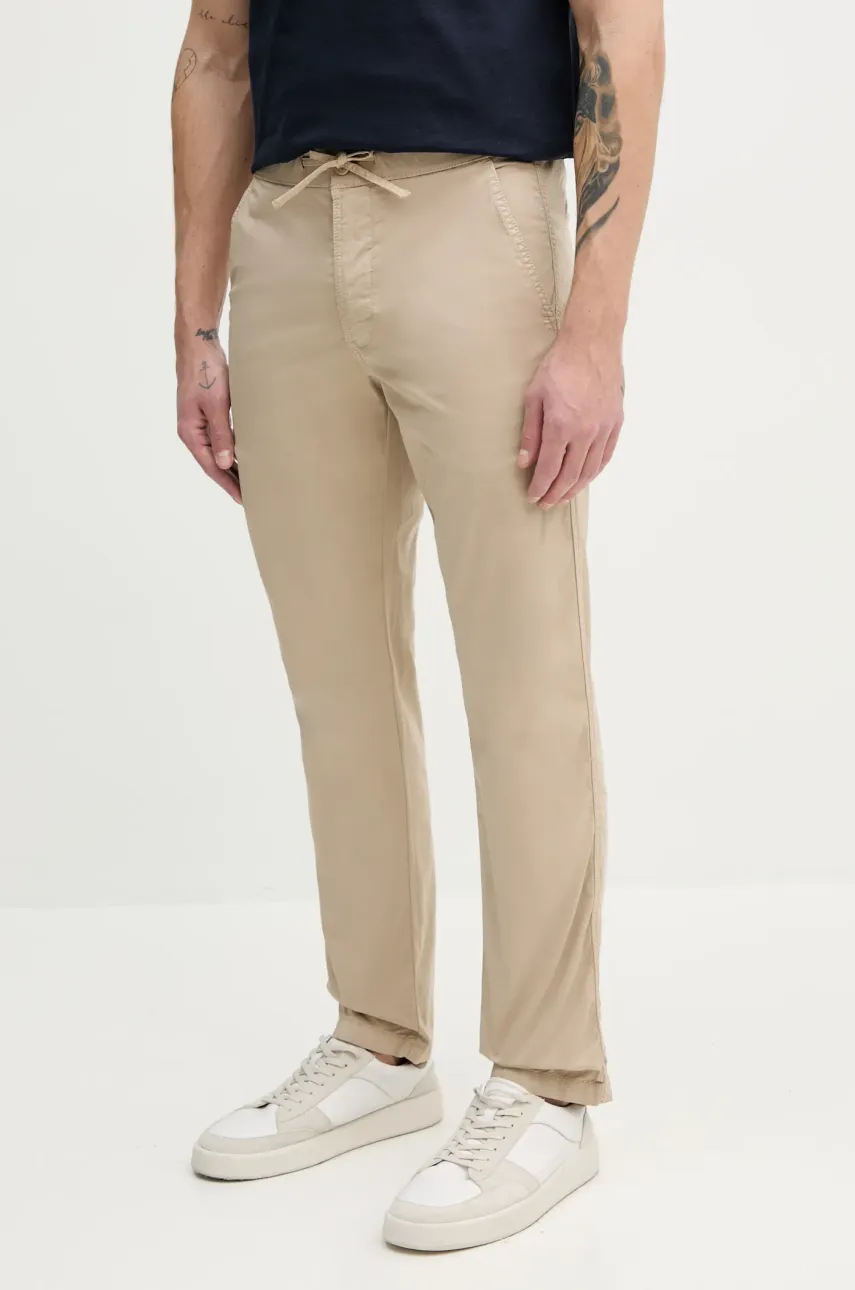 Pepe Jeans pantaloni PULL ON COMFORT CHINO barbati, culoarea bej, drept, PM211866