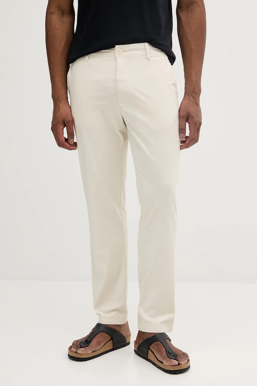 Pepe Jeans pantaloni SLIM CHINO POPLIN bărbați, culoarea bej, drept, PM211873