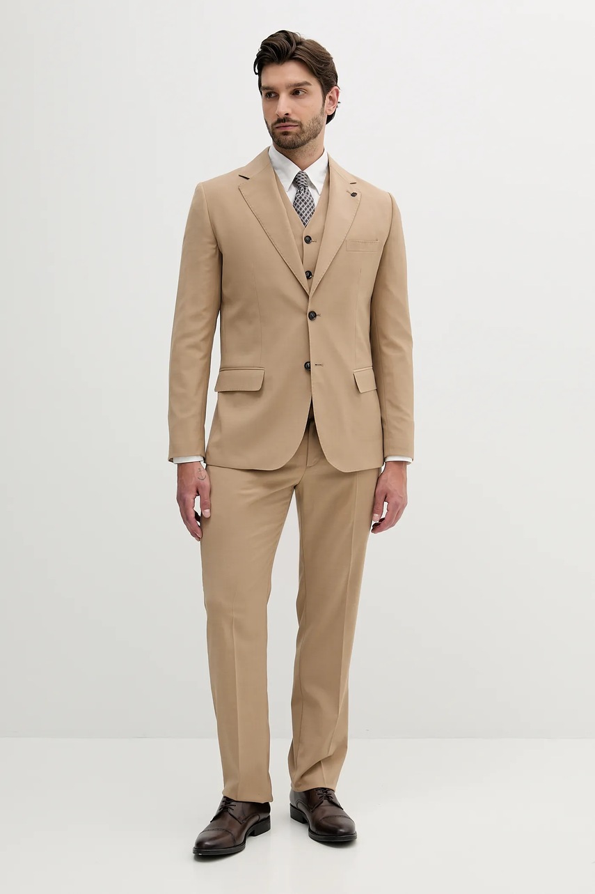 Брюки с примесью шерсти Liu Jo цвет бежевый облегающие QA5085 T3991