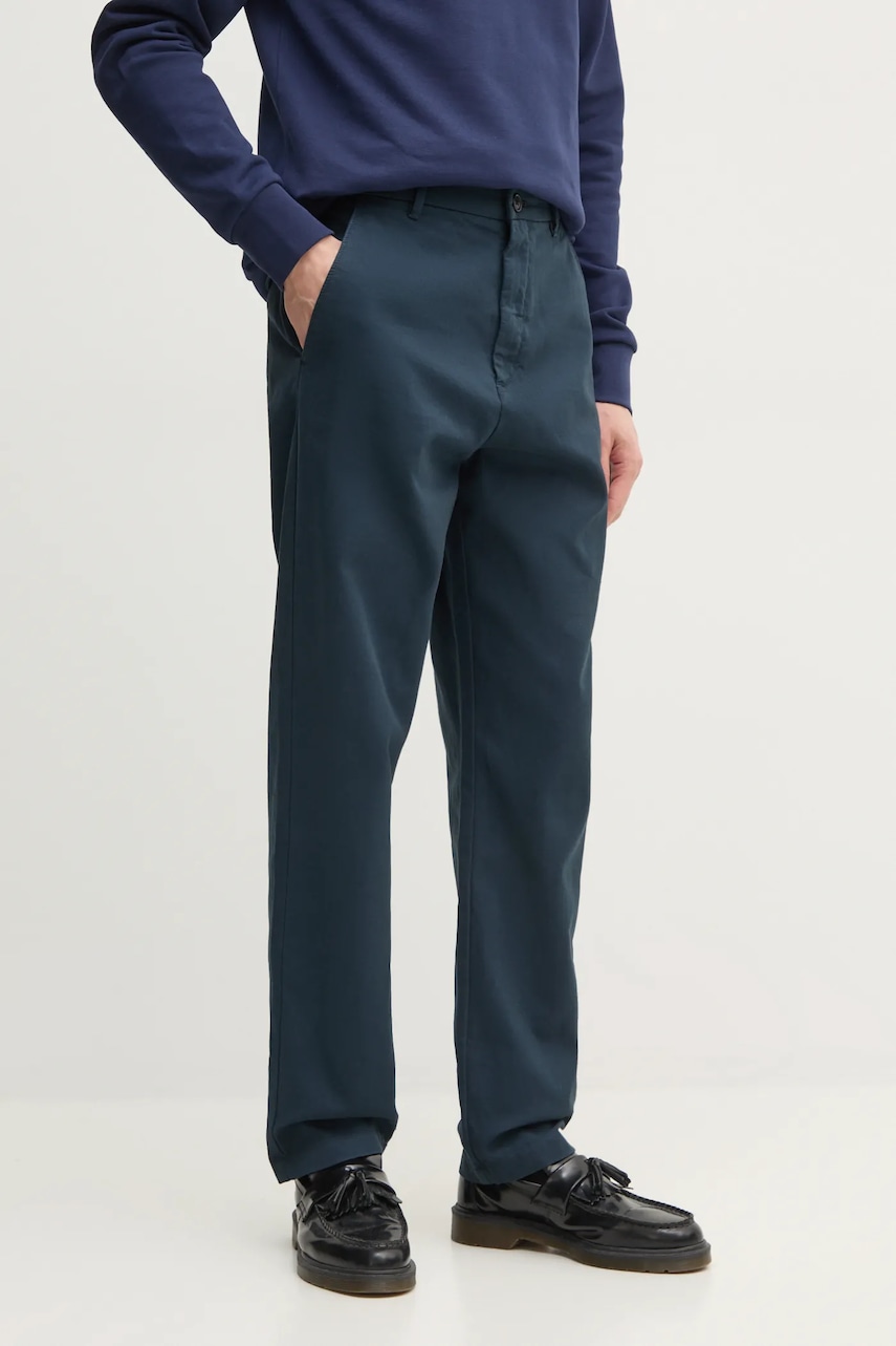 Lindbergh pantaloni de bumbac barbati, culoarea albastru marin, drept, 30-003111 Lindbergh pantaloni de bumbac barbati, culoarea albastru marin, drept, 30-003111