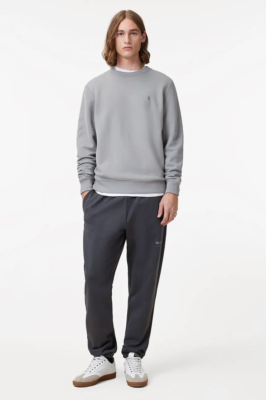 AllSaints pantaloni de trening din bumbac UNDRGRND culoarea gri, neted, M031TB AllSaints pantaloni de trening din bumbac UNDRGRND culoarea gri, neted, M031TB