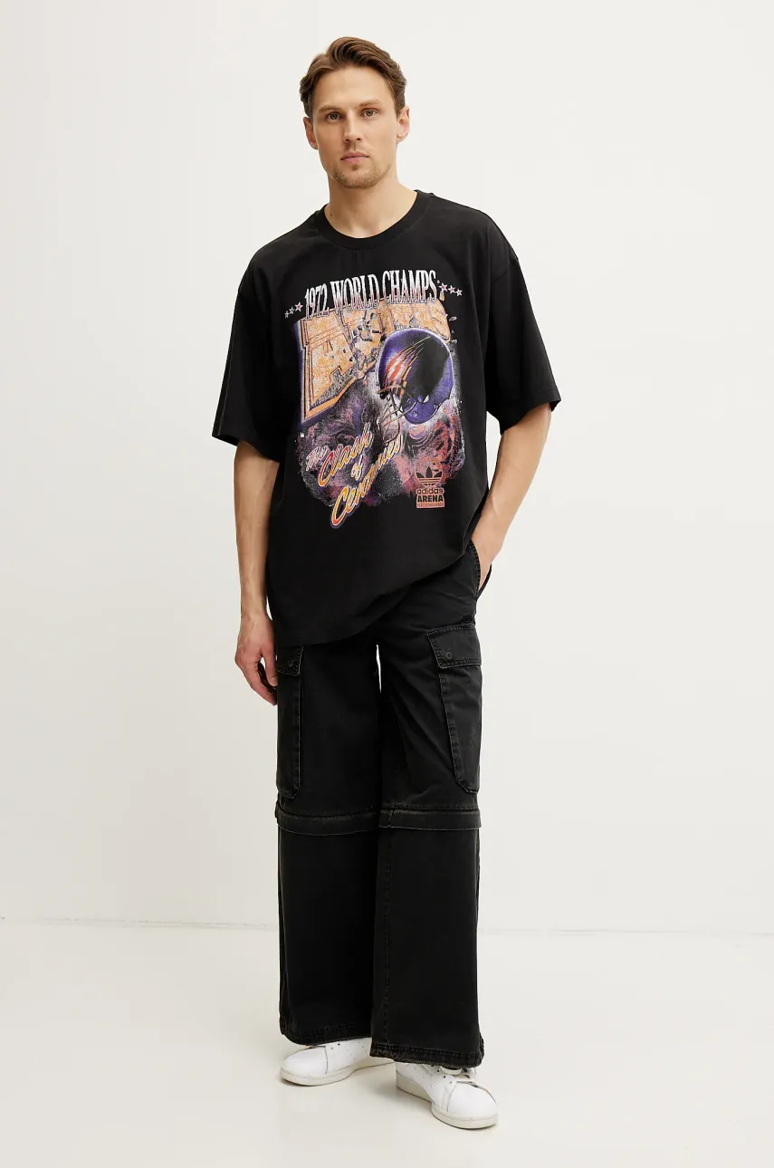 Хлопковые брюки adidas Originals CARGO PANTS мужские цвет чёрный со шнуровкой JY6293 Хлопковые брюки adidas Originals CARGO PANTS мужские цвет чёрный со шнуровкой JY6293