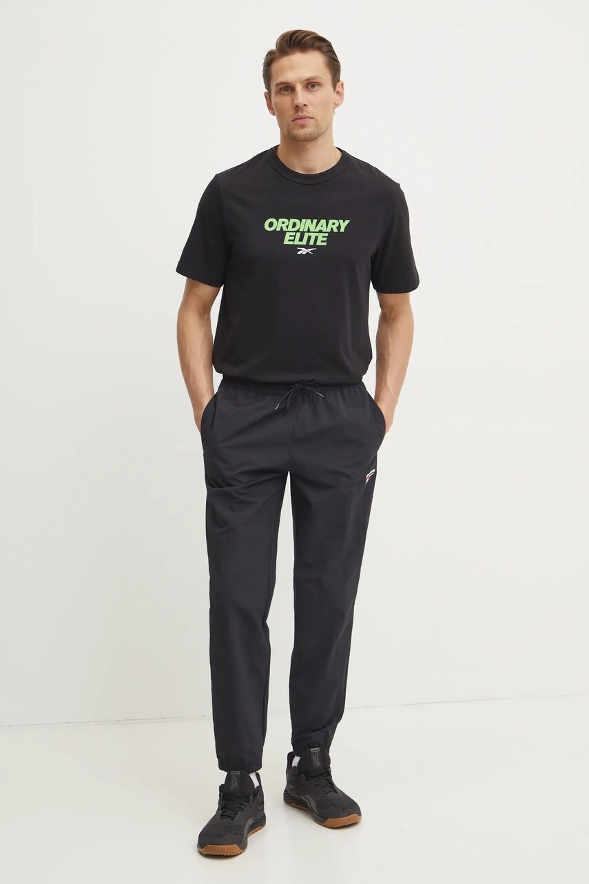 Спортивные штаны Reebok Classic цвет чёрный с узором 100215277 Спортивные штаны Reebok Classic цвет чёрный с узором 100215277