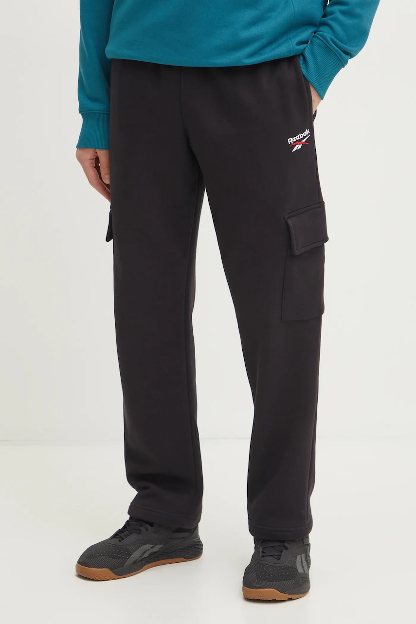 Reebok Classic pantaloni de trening culoarea negru, neted, 100221839 Reebok Classic pantaloni de trening culoarea negru, neted, 100221839