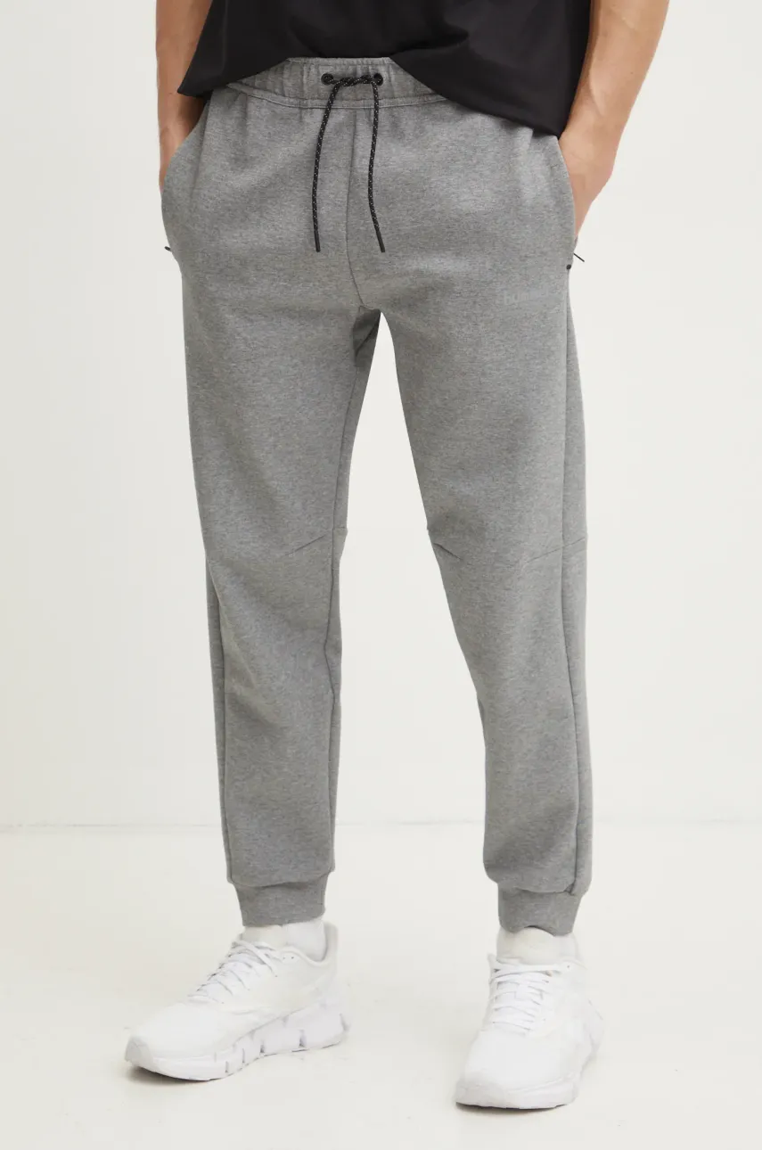 Hummel pantaloni de trening culoarea gri, neted, 225920