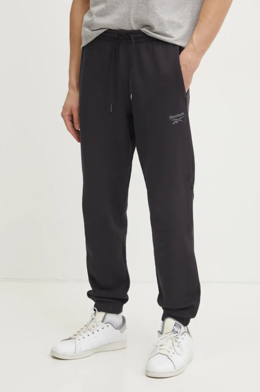 Reebok Classic pantaloni de trening din bumbac culoarea negru, neted, 100214075