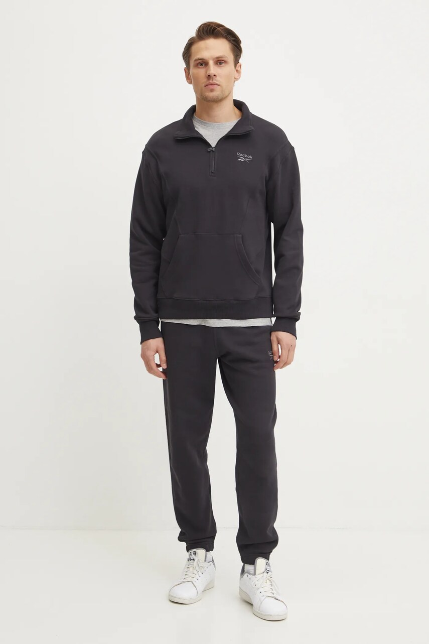 Хлопковые спортивные штаны Reebok Classic цвет чёрный однотонные 100214075 Хлопковые спортивные штаны Reebok Classic цвет чёрный однотонные 100214075