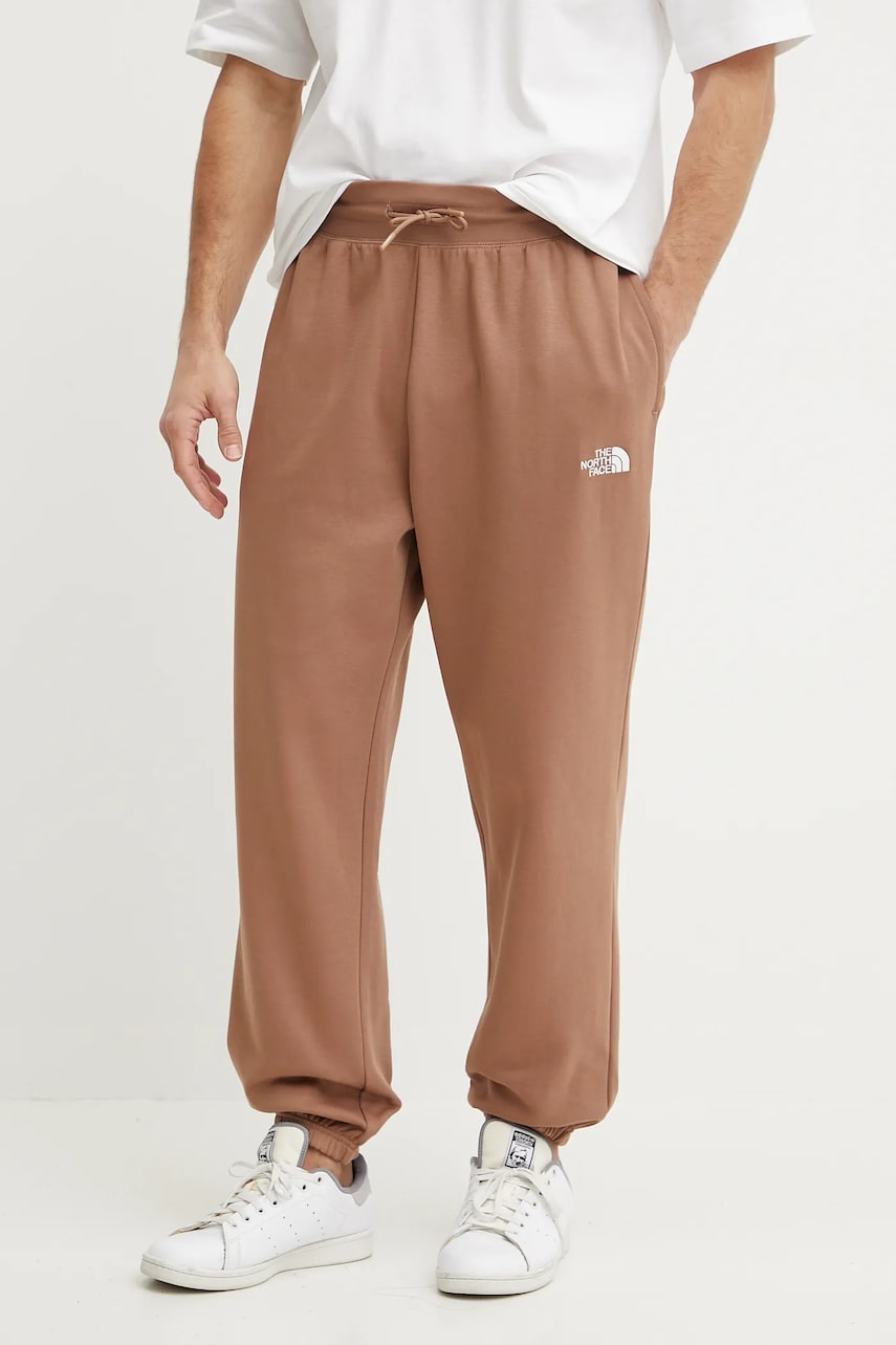 The North Face pantaloni de trening Essential Relaxed barbati, culoarea maro, neted, NF0A8C1F6IH1