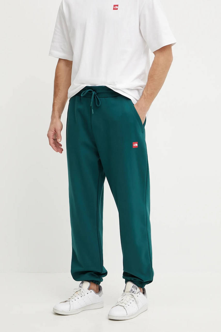 The North Face pantaloni de trening din bumbac Axys barbati, culoarea verde, neted, NF0A8C1U6GI1 The North Face pantaloni de trening din bumbac Axys barbati, culoarea verde, neted, NF0A8C1U6GI1