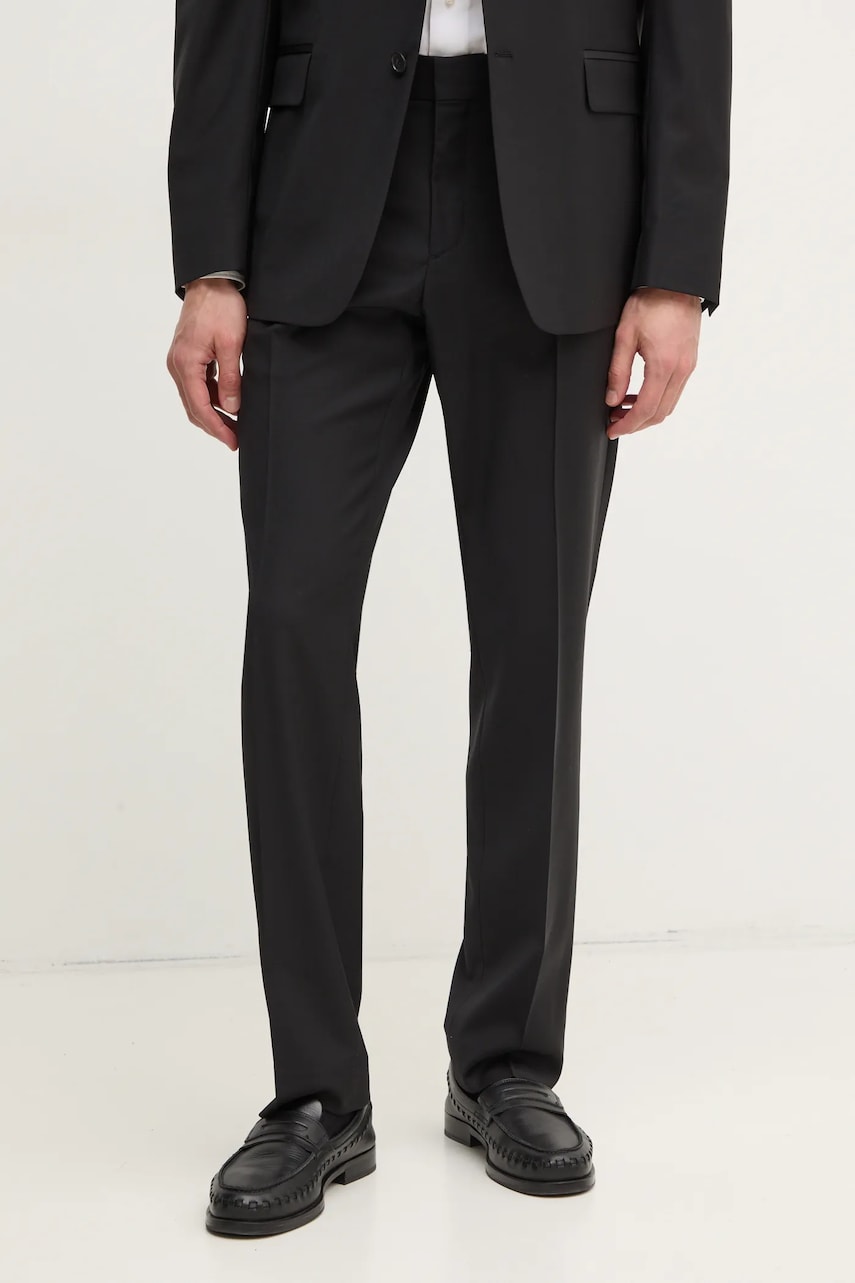 Filippa K pantaloni de lana culoarea negru, mulata, 31585 Filippa K pantaloni de lana culoarea negru, mulata, 31585