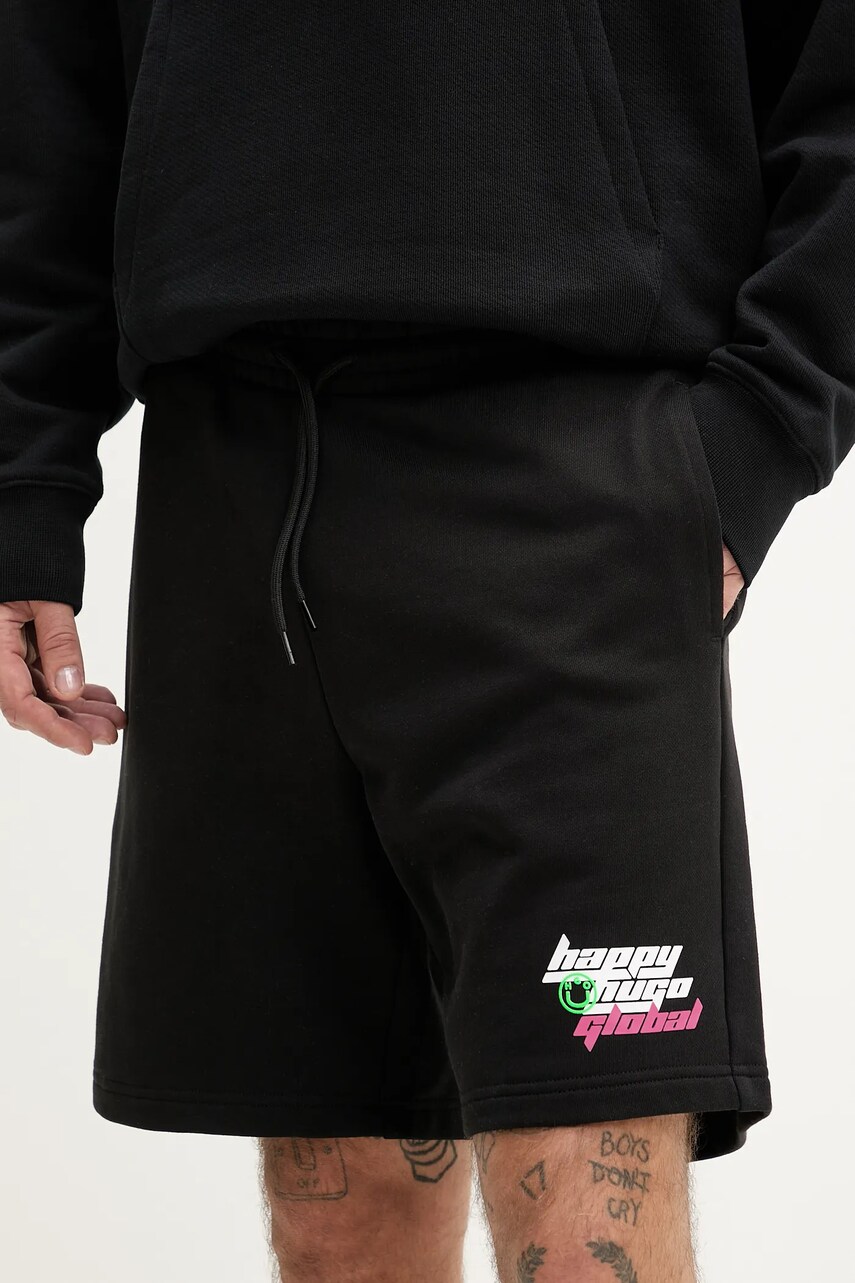 Hugo Blue pantaloni scurti din bumbac barbati, culoarea negru, 50536107