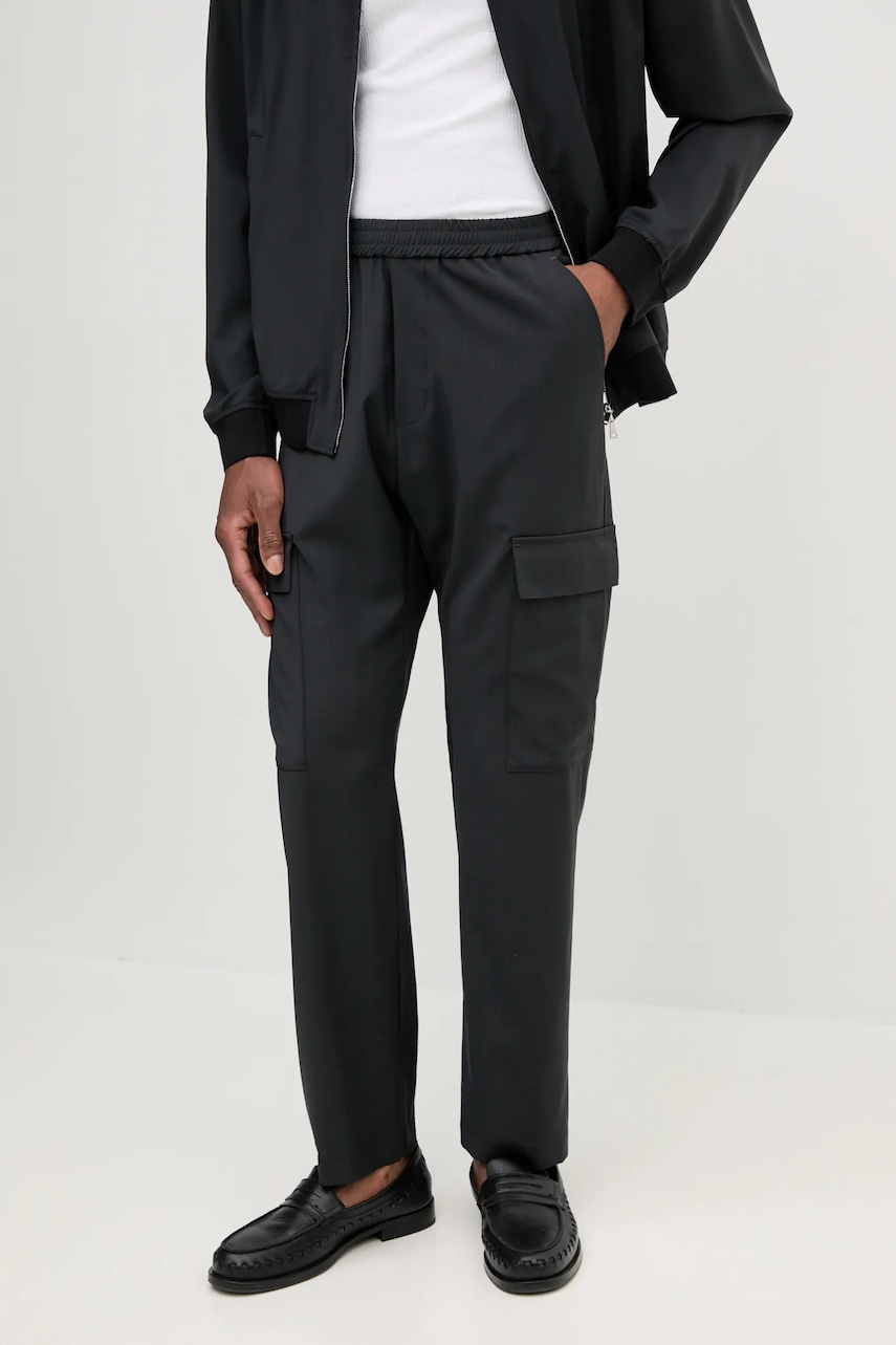 BARENA VENEZIA pantaloni de lână Camicia Mola bărbați, culoarea negru, cu fason chinos, PAU5092.478