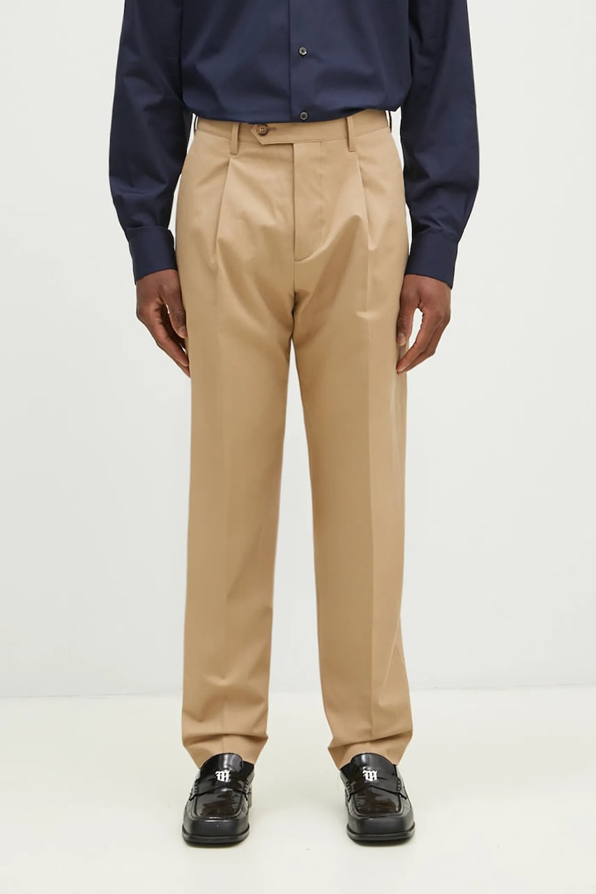 Levně Kalhoty Paul Smith pánské, béžová barva, přiléhavé, M1R-408Z-P01934