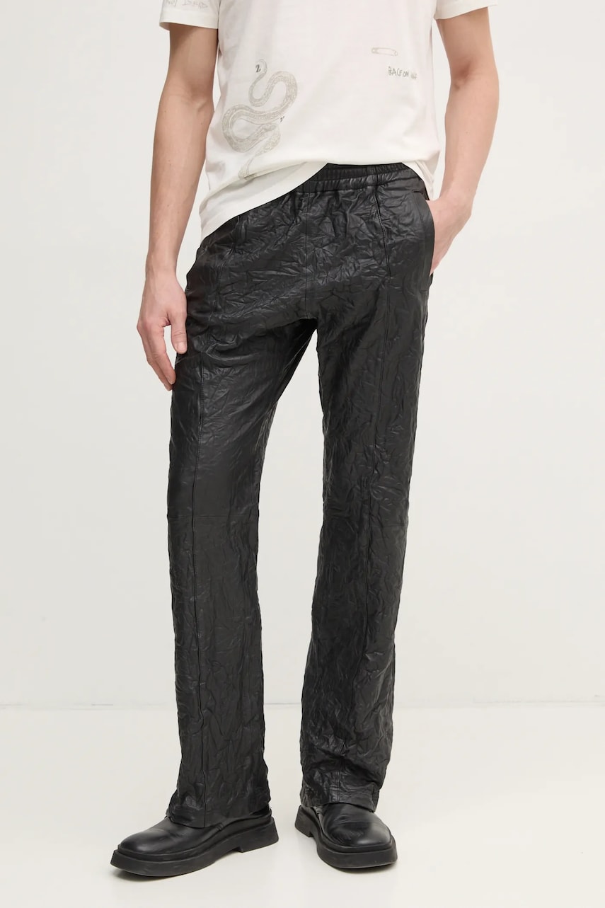 ZADIG&VOLTAIRE pantaloni de piele barbati, culoarea negru, drept, RMPA00016 ZADIG&VOLTAIRE pantaloni de piele barbati, culoarea negru, drept, RMPA00016