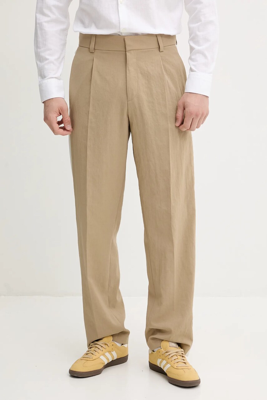 HUGO pantaloni culoarea bej, drept, 50538139