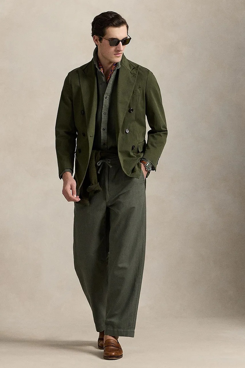 Levně Lněné kalhoty Polo Ralph Lauren pánské, zelená barva, jednoduché, 710958596