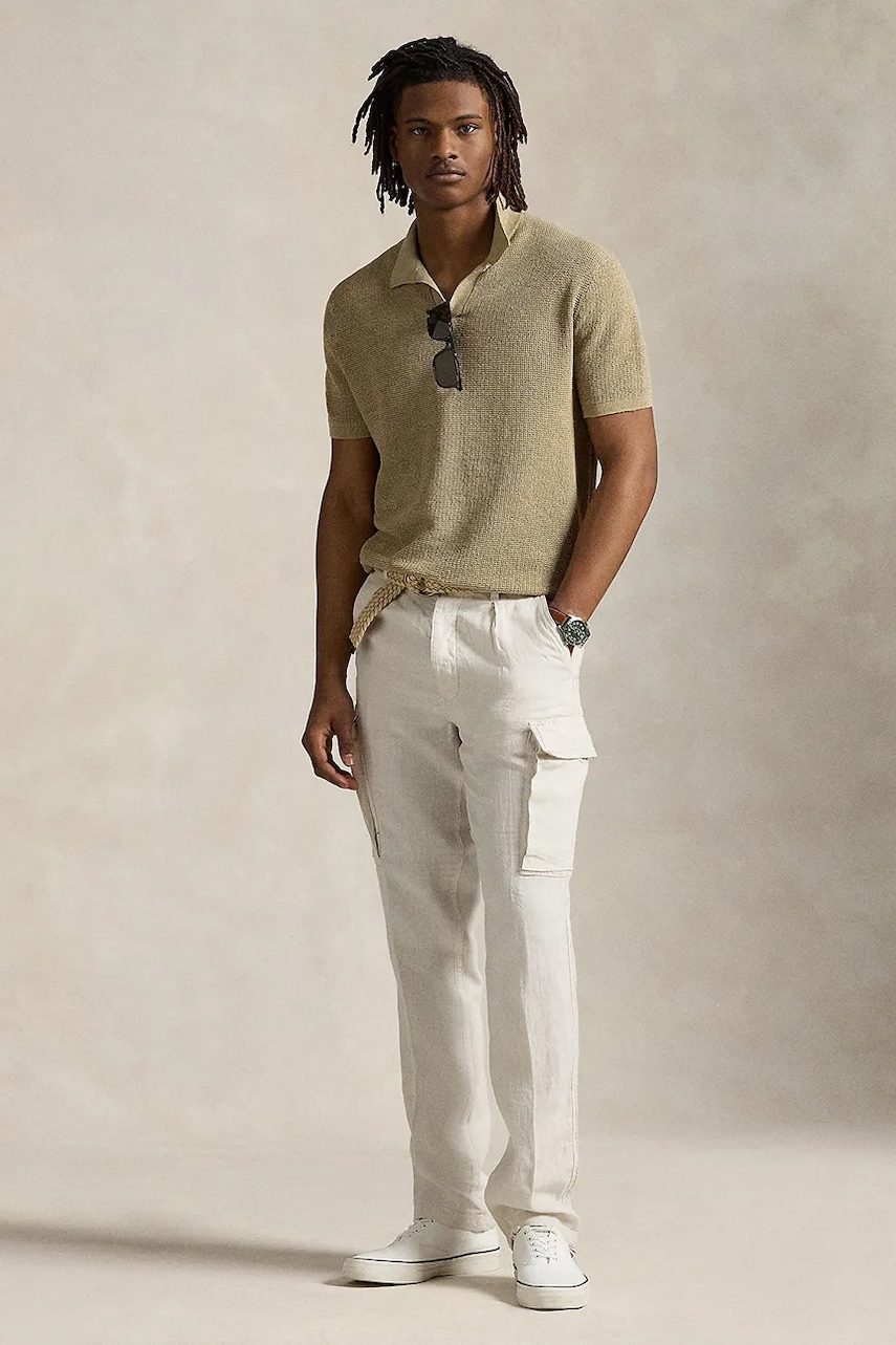 

Ленен панталон Polo Ralph Lauren в сиво със стандартна кройка 710958608, Бежов