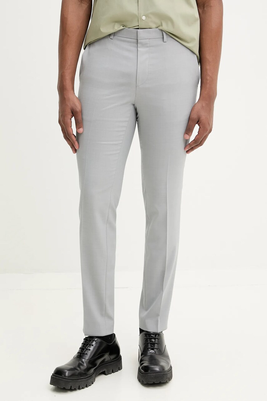 HUGO pantaloni barbati, culoarea gri, drept, 50538303