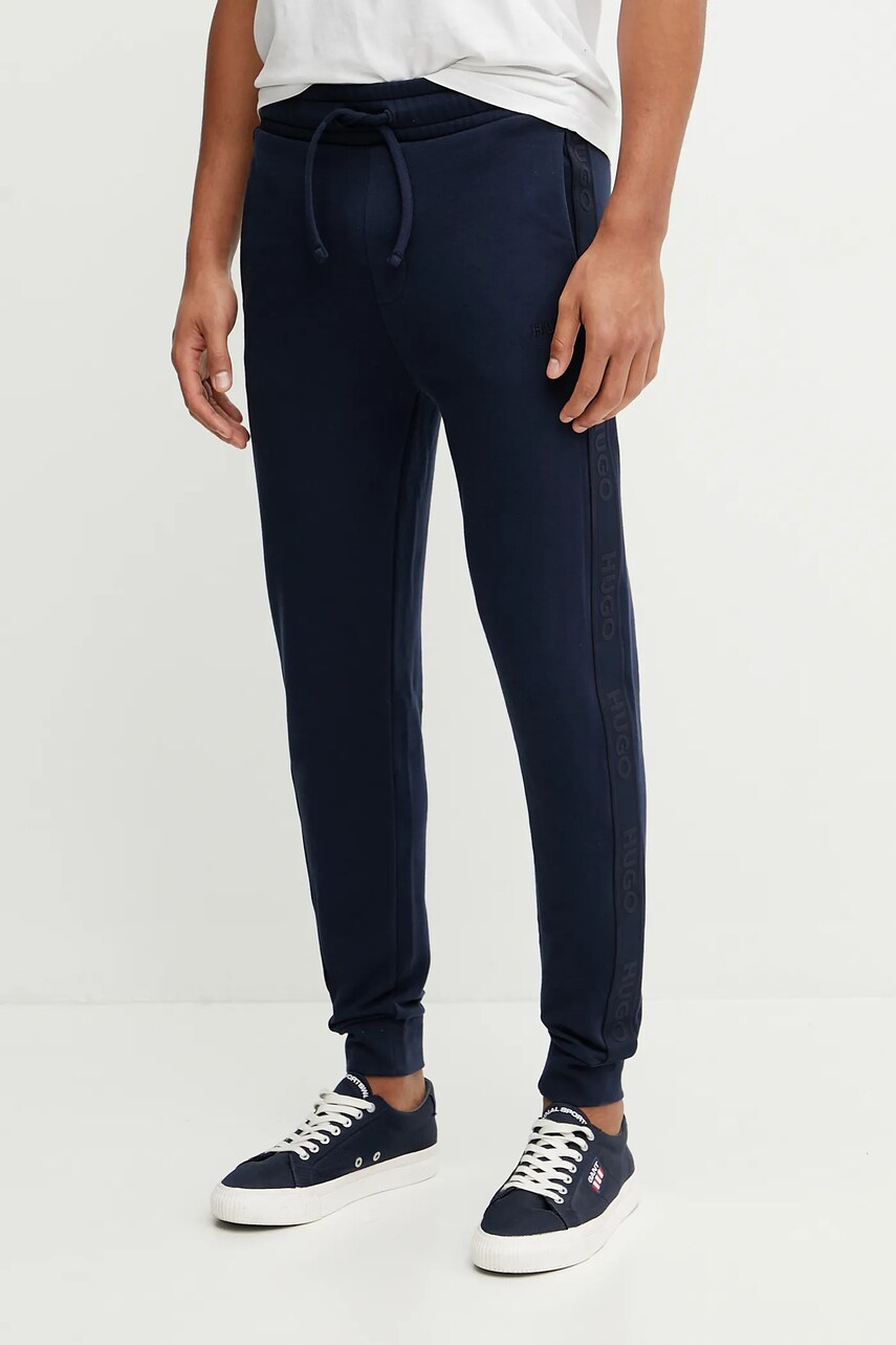 HUGO pantaloni de lounge culoarea bleumarin, cu imprimeu, 50540918