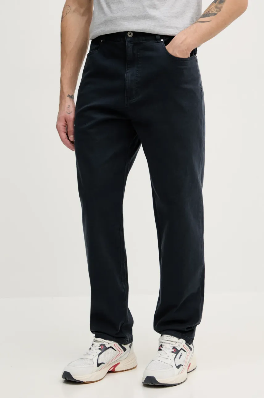 Barbour pantaloni Washed Stretch Twill Regular Fit Trouser barbati, culoarea albastru marin, drept, MTR0742