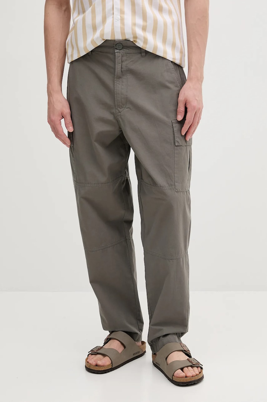 Barbour pantaloni de bumbac Relaxed Fit Cargo barbati, culoarea verde, cu Fit cargo, MTR0759 Barbour pantaloni de bumbac Relaxed Fit Cargo barbati, culoarea verde, cu Fit cargo, MTR0759
