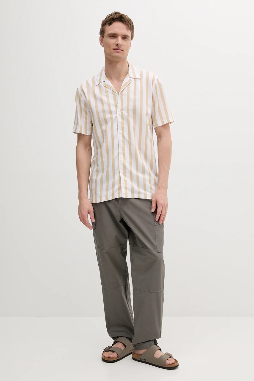 Хлопковые брюки Barbour Relaxed Fit Cargo мужские цвет зелёный со шнуровкой MTR0759