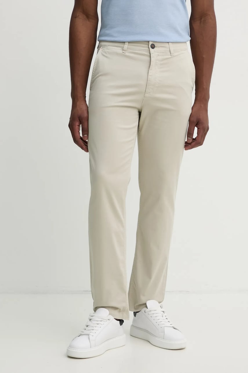 BOSS Orange pantaloni barbati, culoarea bej, drept, 50534378 BOSS Orange pantaloni barbati, culoarea bej, drept, 50534378