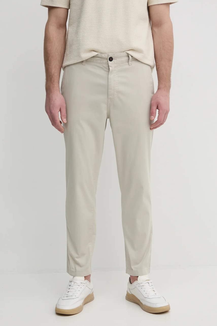 BOSS Orange pantaloni barbati, culoarea bej, drept, 50536722