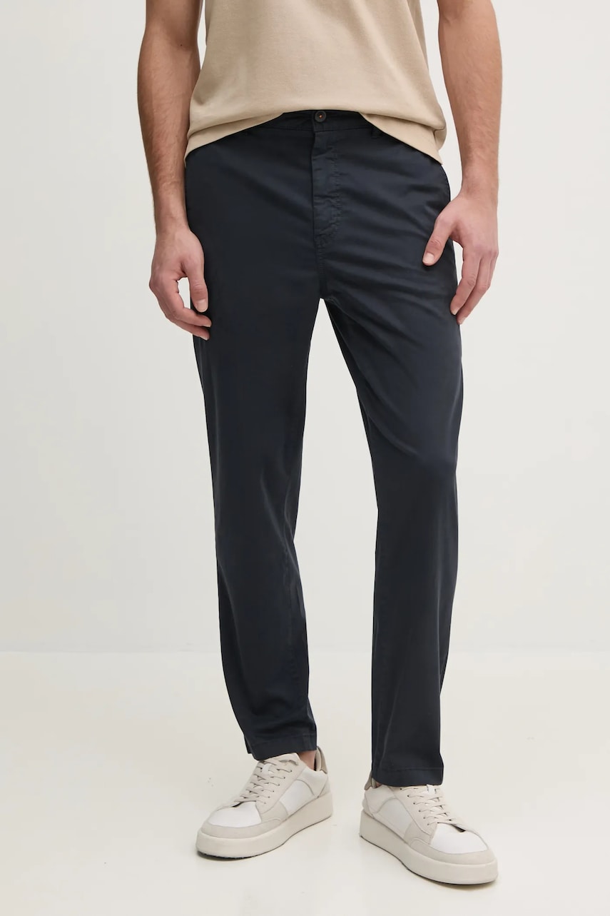 BOSS Orange pantaloni barbati, culoarea albastru marin, drept, 50536722