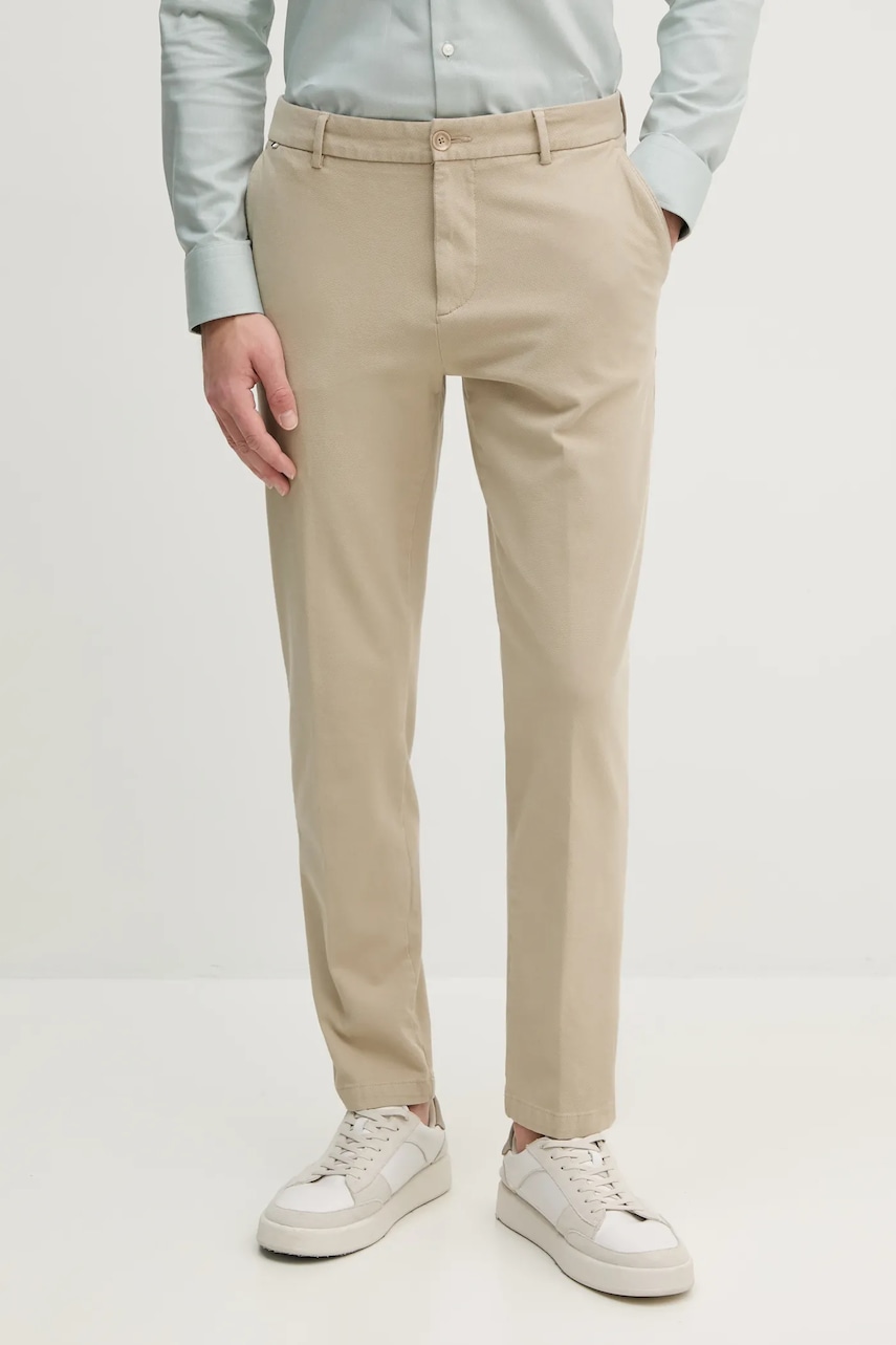 Kalhoty BOSS pánské, béžová barva, jednoduché, 50534870