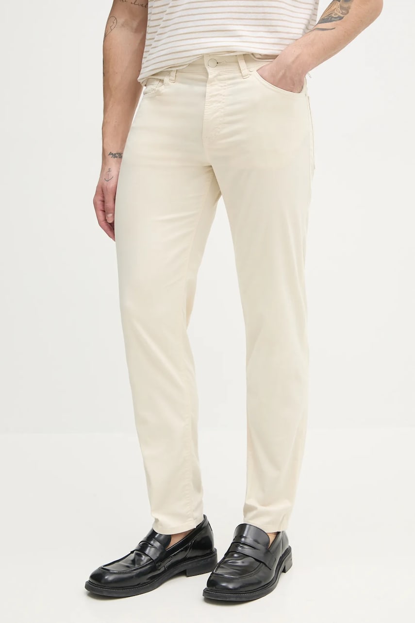 BOSS pantaloni barbati, culoarea bej, drept, 50538370 BOSS pantaloni barbati, culoarea bej, drept, 50538370