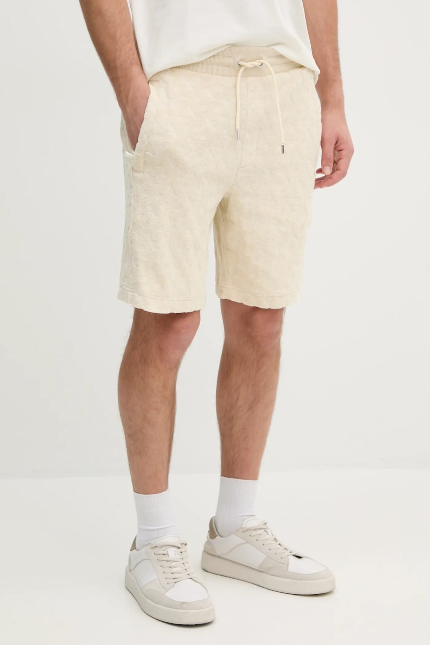 BOSS pantaloni scurti din bumbac barbati, culoarea bej, 50538636 BOSS pantaloni scurti din bumbac barbati, culoarea bej, 50538636