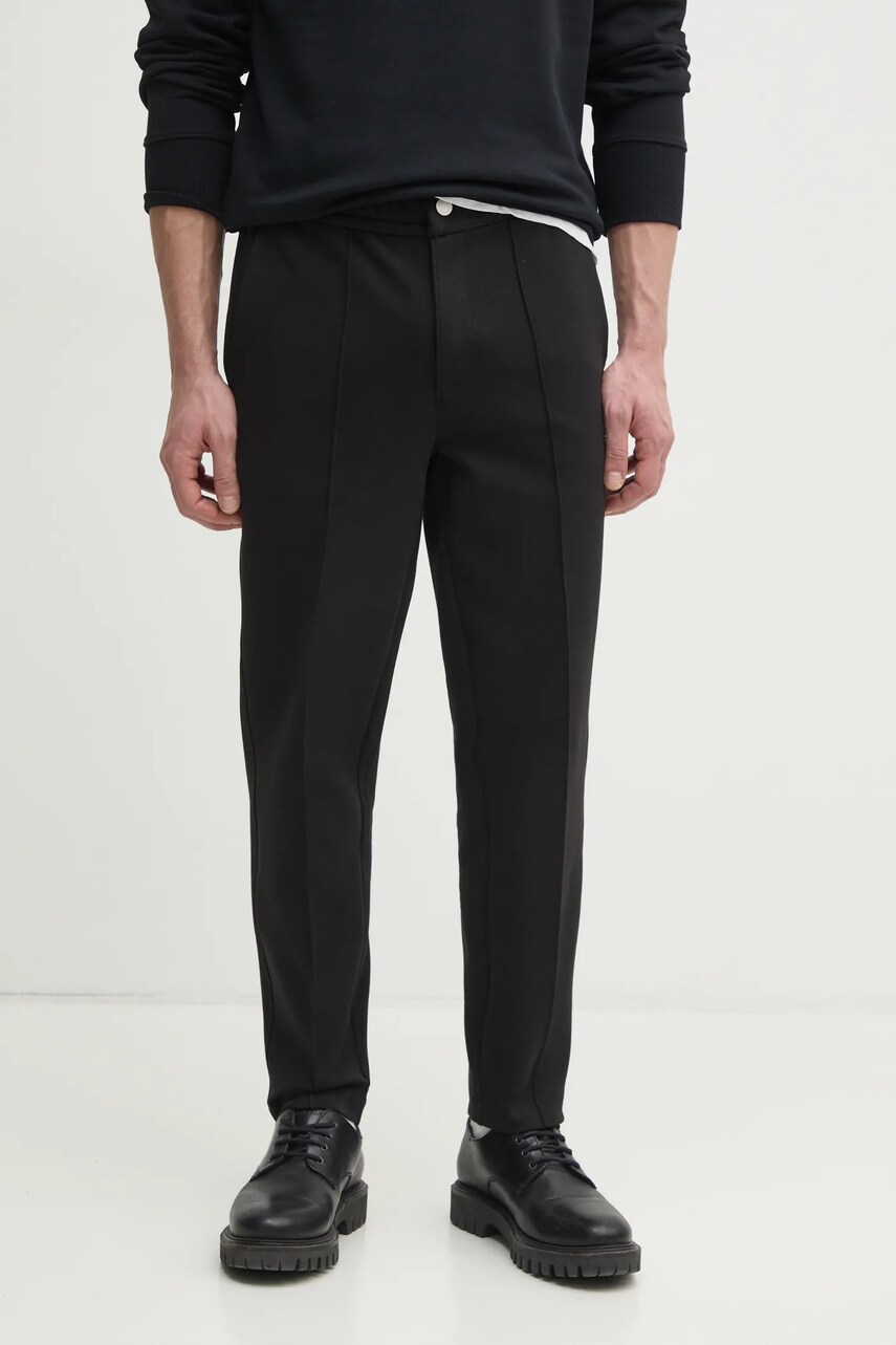 Levně Kalhoty Calvin Klein pánské, černá barva, přiléhavé, K10K114251