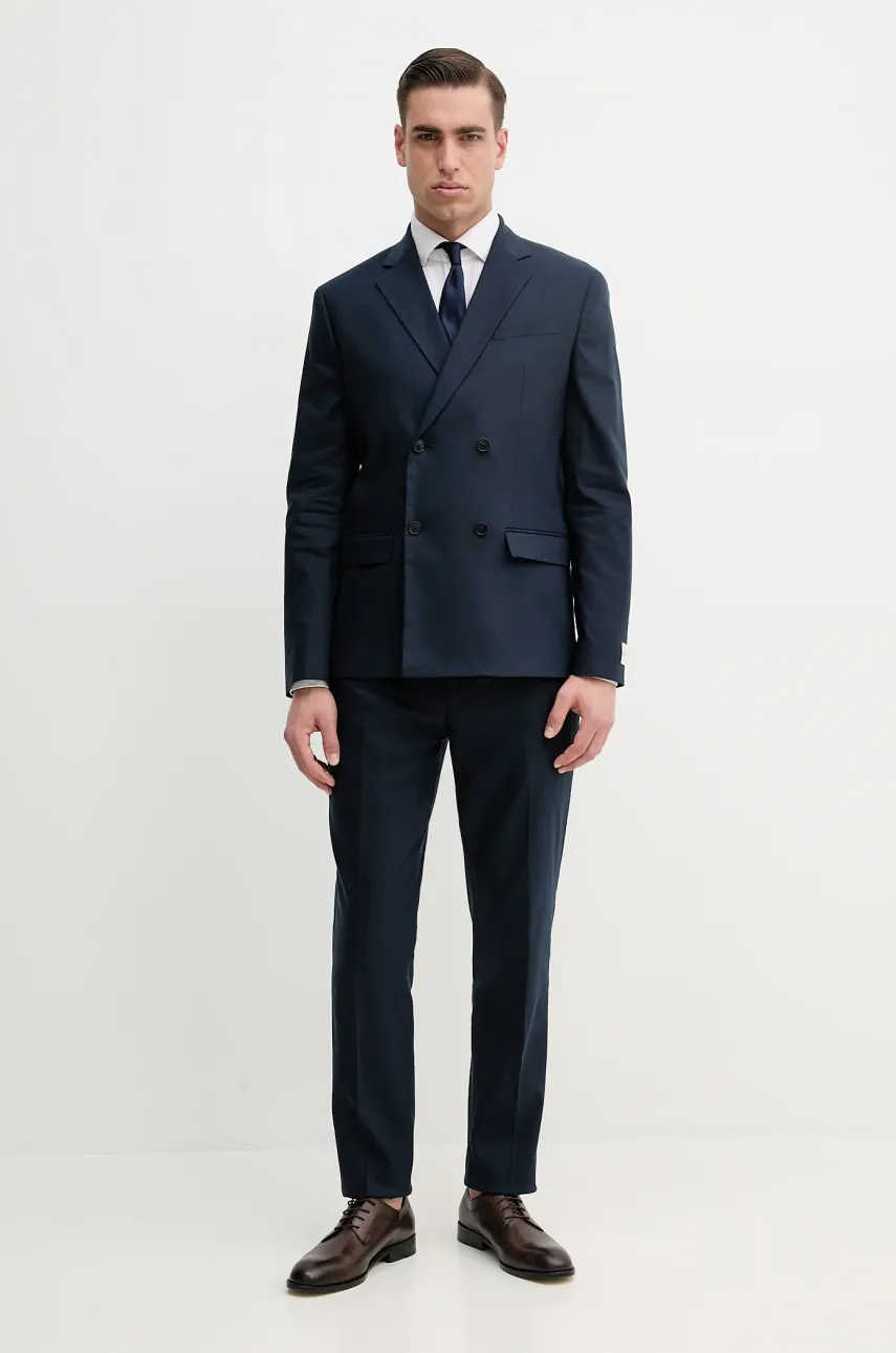 Брюки с примесью льна Calvin Klein мужские цвет синий прямые K10K114400 Брюки с примесью льна Calvin Klein мужские цвет синий прямые K10K114400