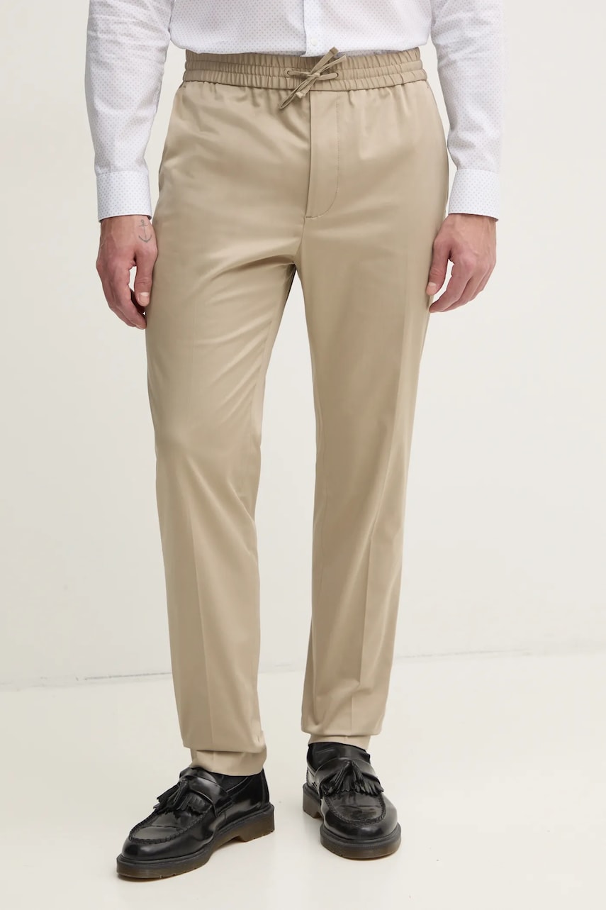 Levně Kalhoty Calvin Klein pánské, béžová barva, ve střihu chinos, K10K114467