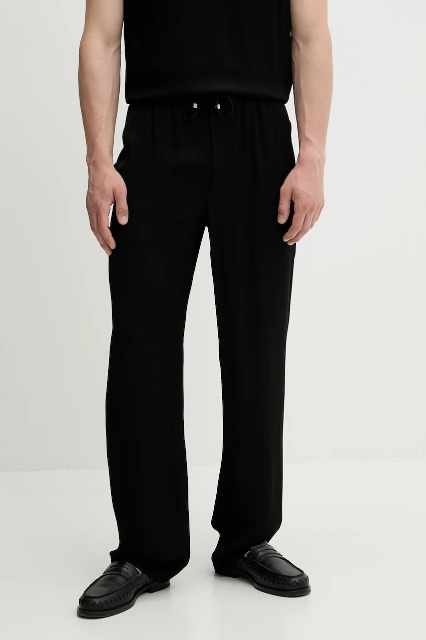 Nanushka pantaloni DEMIS culoarea negru, drept, NM25SSPA11399