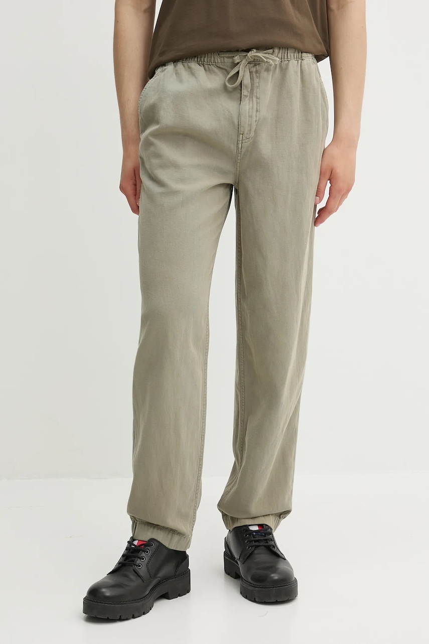 Superdry pantaloni din amestec de in culoarea verde, M7011395A-1KH