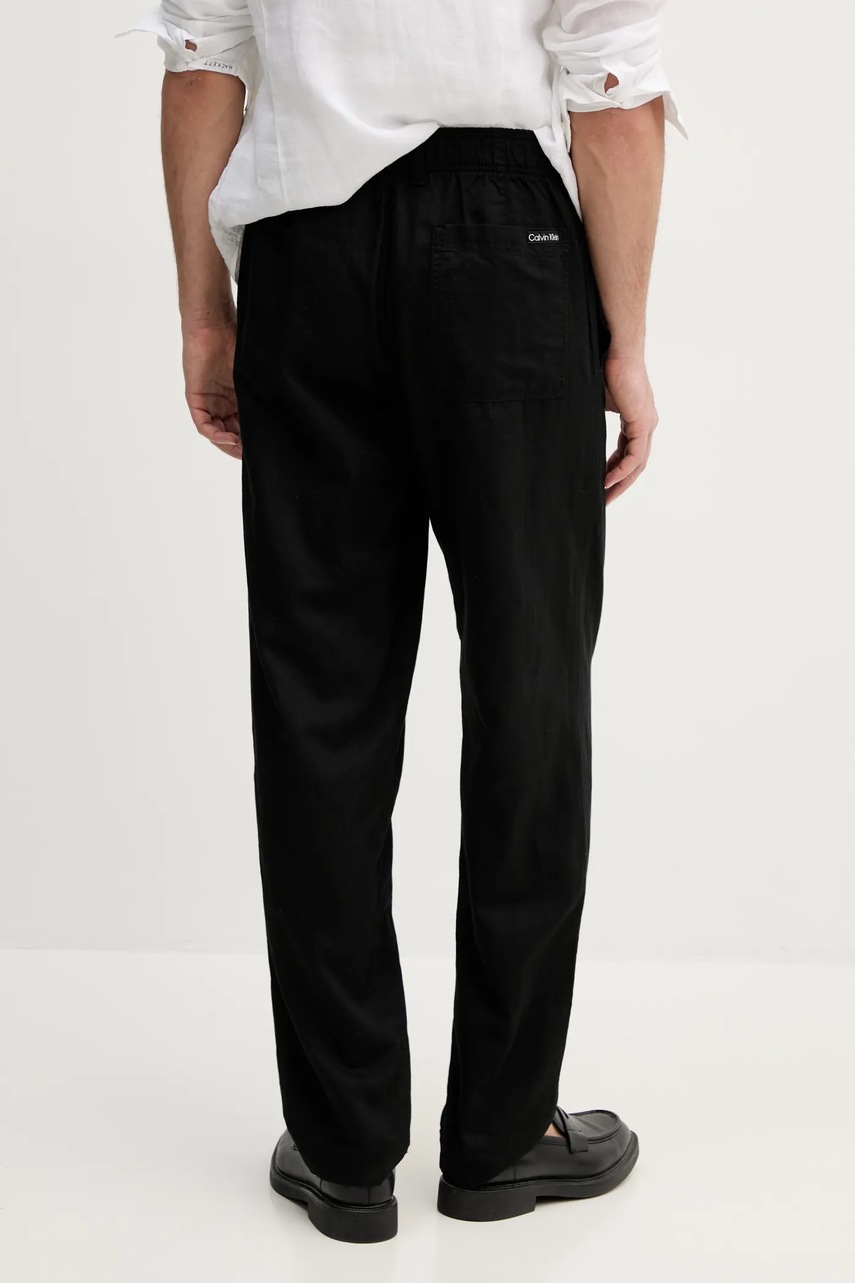 Calvin Klein Jeans nadrág vászonkeverékből férfi, fekete, egyenes, J30J327288 termék 2. képe